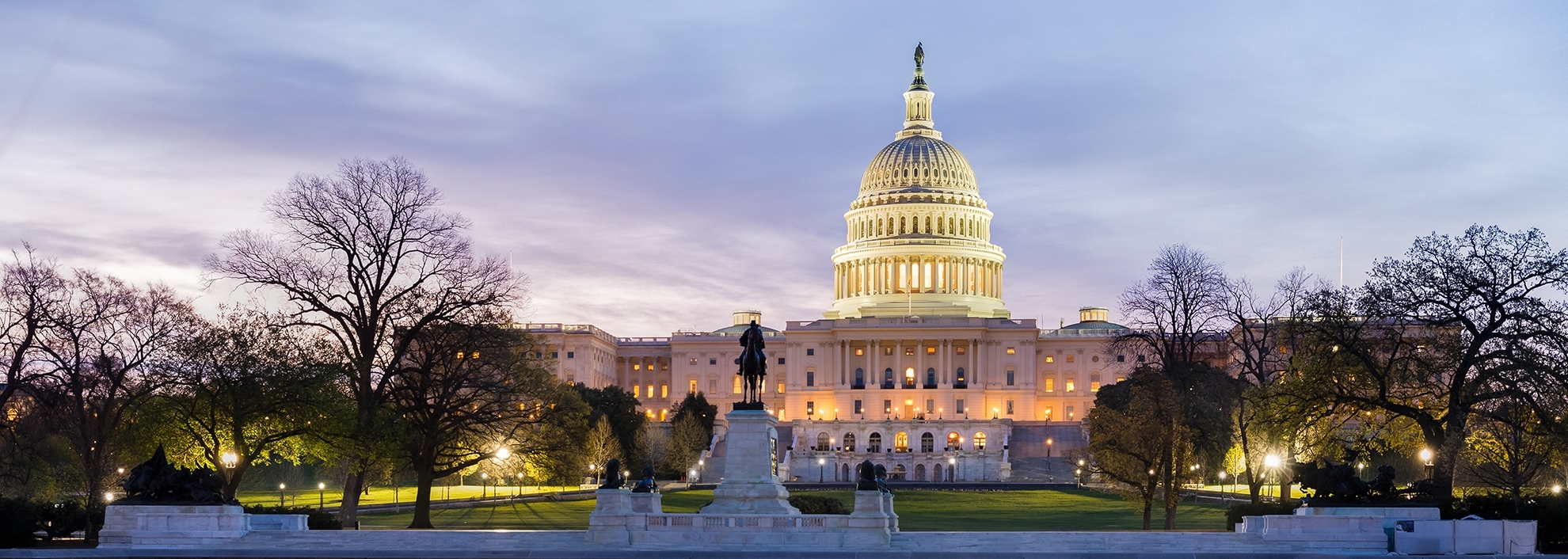 The capitol of Washington DC reflected in pool, during a calm spring dawn
